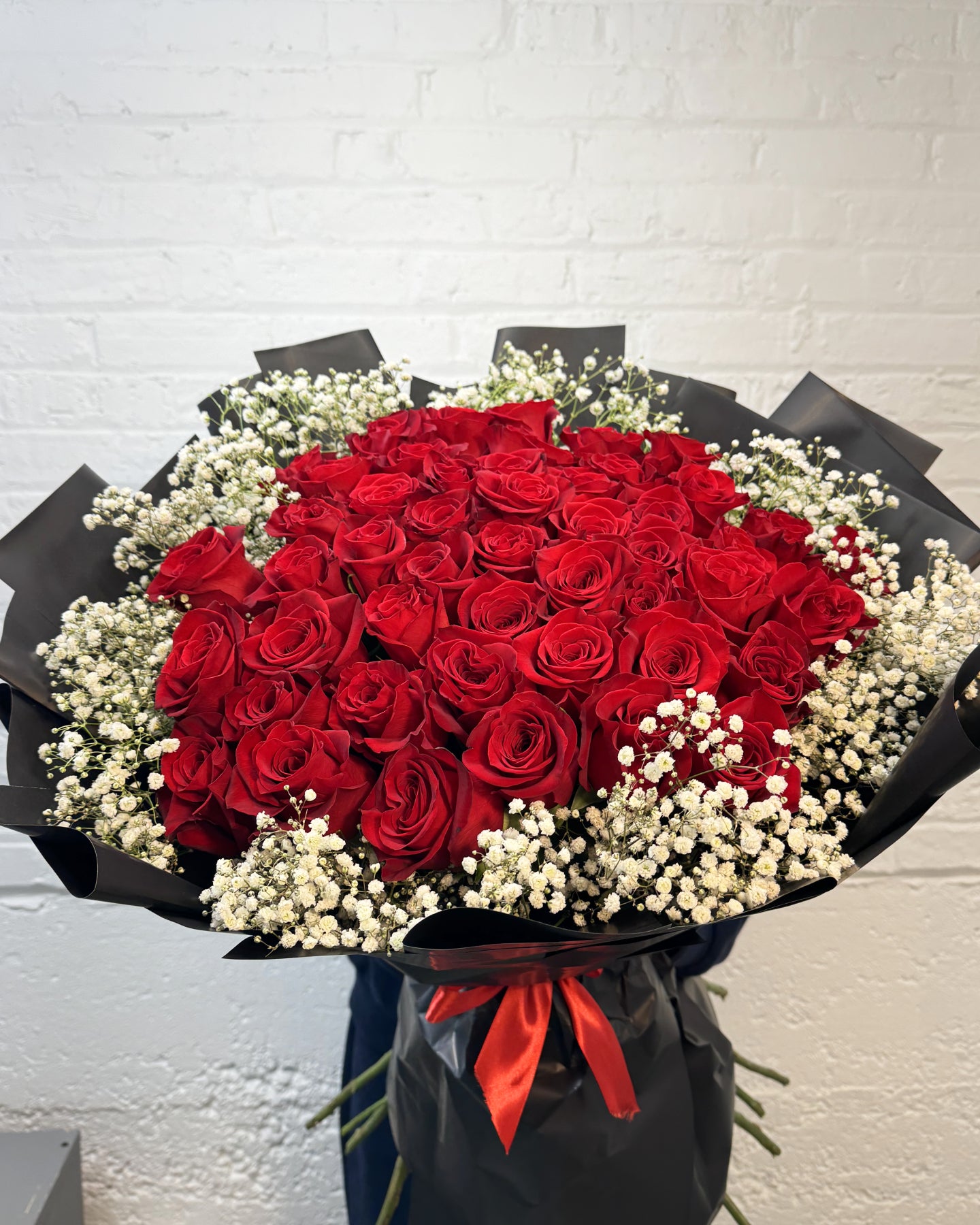 Red and White Bouquet (50 roses)
