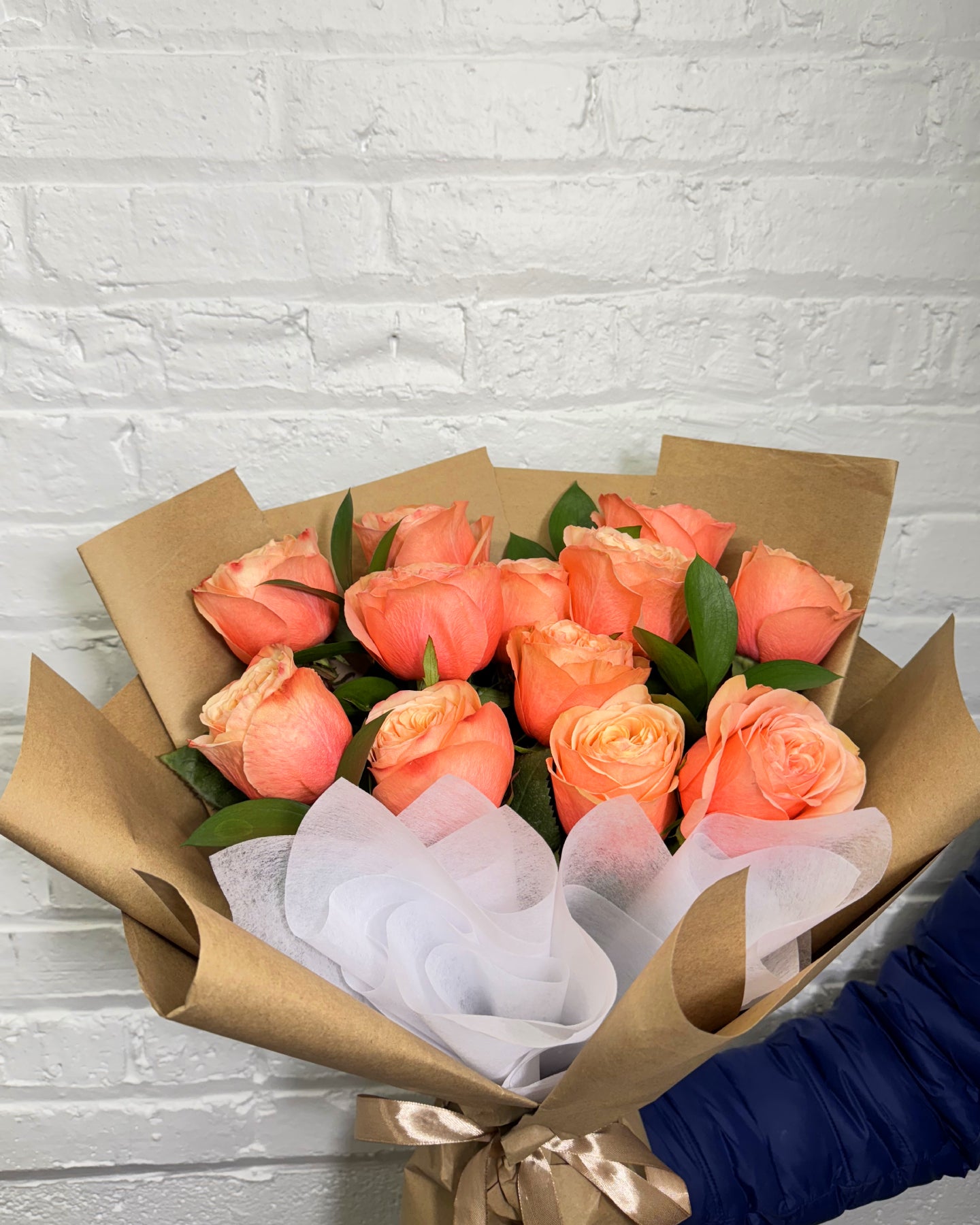 One Dozen Peach Roses